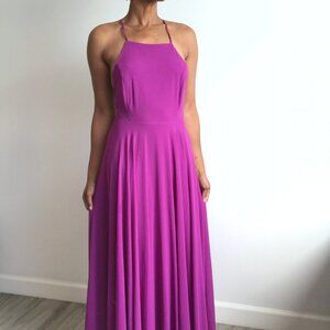 LULUS MAXI DRESS PINK HIGH NECK BACKLESS FLOOR LENGTH WEDDING GUEST SMALL